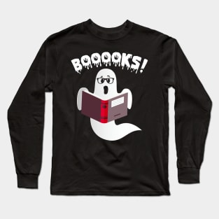 Ghost Reading Books Boooks Funny Halloween Long Sleeve T-Shirt